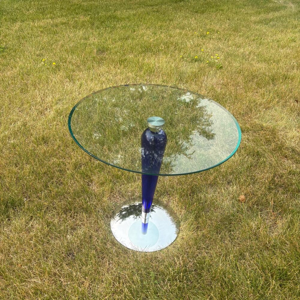 Rare Vintage MCM Murano Glass Cobalt Side Table Made in Italy